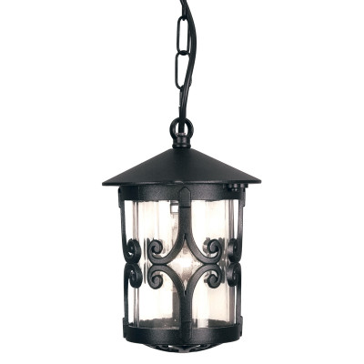Elstead Lighting - Hereford - Lanterna a catena per portico dal design rustico con diffusore a 1 luce in vetro - Colore: Nero - 1 Lampadina E27 100W - IP44 - SKU: BL13B-BLACK