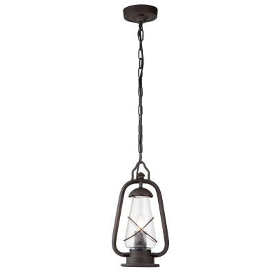 Elstead Lighting - Miners - Lanterna a catena per soffitto struttura in acciaio e diffusore in vetro - Colore: Bronzo - 1 Lampadina E27 60W - IP44 - SKU: MINERS-CHN