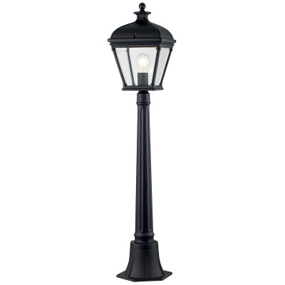 Elstead Lighting - Bayview - Lampione da giardino in alluminio con diffusore in vetro bisellato rustico - Colore: Nero - 1 Lampadina E27 60W - IP44 - SKU: BAYVIEW-4M-BK