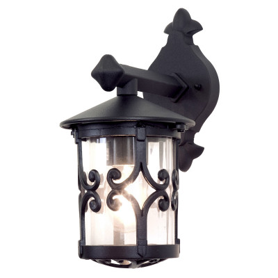 Elstead Lighting - Hereford - Lanterna a parete per esterni con struttura in alluminio e diffusore in vetro - Colore: Nero - 1 Lampadina E27 100W - IP23 - SKU: BL8-BLACK