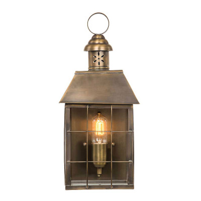 Elstead Lighting - Hide Park - Lanterna da esterno a parete con struttura in ottone e diffusore in vetro - Colore: Ottone - 1 Lampadina E27 60W - IP44 - SKU: HYDE-PARK-BR