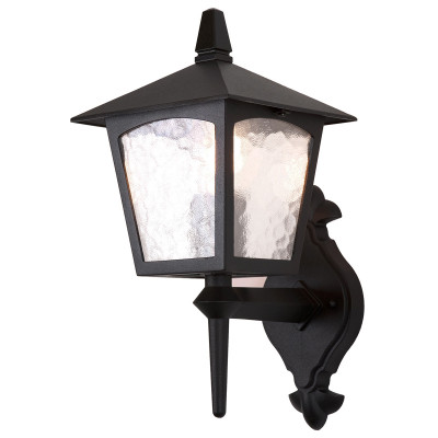 Elstead Lighting - York - Lanterna da parete da esterni con diffusore in vetro e struttura in alluminio - Colore: Nero - 1 Lampadina E27 100W - IP44 - SKU: BL5-BLACK
