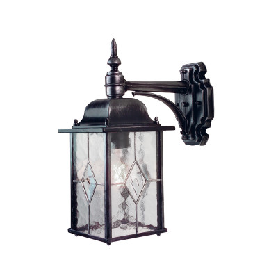 Elstead Lighting - Wexford - Lanterna da parete da esterno con paralume in vetro e struttura in metallo - Colore: Nero/Argento - 1 Lampadina E27 100W - IP44 - SKU: WX2