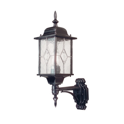 Elstead Lighting - Wexford - Lanterna da parete da esterno con struttura in metallo e paralume in vetro - Colore: Nero/Argento - 1 Lampadina E27 100W - IP44 - SKU: WX1
