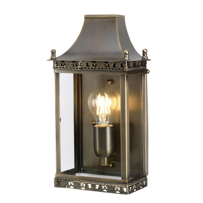 Elstead Lighting Regents Park Lanterna da parete da esterno con struttura in ottone e diffusore in vetro Colore: Ottone