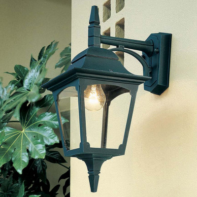 Elstead Lighting - Chapel - Lanterna da parete da portico struttura in alluminio e diffusore in vetro - Colore: Nero - 1 Lampadina E27 100W - IP44 - SKU: CP2-BLACK