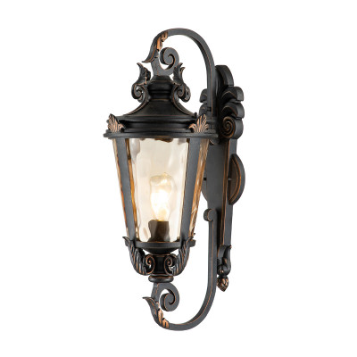 Elstead Lighting - Baltimora - Lanterna da parete grande in acciaio con diffusore in vetro da giardino - Colore: Bronzo - 1 Lampadina E27 150W - IP44 - SKU: BT1-L