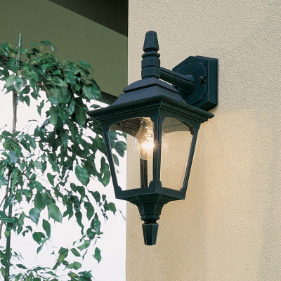 Elstead Lighting - Chapel - Lanterna da parete mini con diffusore in vetro e struttura in alluminio - Colore: Nero - 1 Lampadina E27 100W - IP44 - SKU: CPM2-BLACK