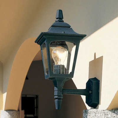 Elstead Lighting - Chapel - Lanterna da parete mini in alluminio dal design rustico diffusore in vetro - Colore: Nero - 1 Lampadina E27 100W - IP44 - SKU: CPM1-BLACK