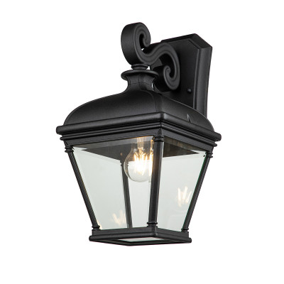 Elstead Lighting - Bayview - Lanterna grande in alluminio con diffusore in vetro design rustico da esterno - Colore: Nero - 1 Lampadina E27 60W - IP44 - SKU: BAYVIEW-2L-BK
