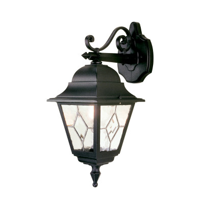 Elstead Lighting - Norfolk - Lanterna da parete per esterno con diffusore in vetro e struttura in alluminio - Colore: Nero - 1 Lampadina E27 100W - IP44 - SKU: NR2-BLK