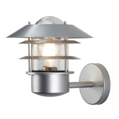 Elstead Lighting - Helsingor - Lanterna da parete per esterno in acciaio e diffusore in vetro - Colore: Argento - 1 Lampadina E27 60W - IP44 - SKU: HELSINGOR