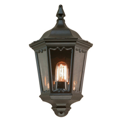 Elstead Lighting - Medstead - Lanterna da parete per giardino con struttura in alluminio e vetro rustica - Colore: Nero - 1 Lampadina E27 100W - IP43 - SKU: MD7-BLACK