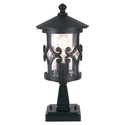 Elstead Lighting - Hereford - Lampioncino da giardino in alluminio diffusore in vetro design rustico - Colore: Nero - 1 Lampadina E27 100W - IP23 - SKU: BL12-BLACK