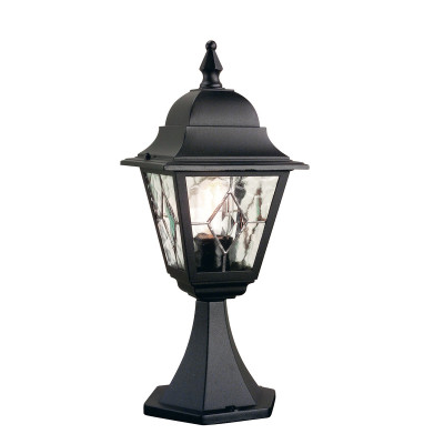 Elstead Lighting - Norfolk - Lampioncino da giardino struttura in alluminio e diffusore in vetro - Colore: Nero - 1 Lampadina E27 100W - IP44 - SKU: NR3-BLK
