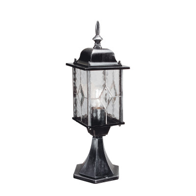 Elstead Lighting - Wexford - Lampioncino da giardino con struttura in metallo e paralume in vetro - Colore: Nero/Argento - 1 Lampadina E27 100W - IP44 - SKU: WX3