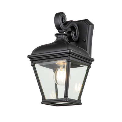 Elstead Lighting - Bayview - Lanterna media in alluminio con diffusore in vetro design rustico da esterno - Colore: Nero - 1 Lampadina E27 60W - IP44 - SKU: BAYVIEW-2M-BK