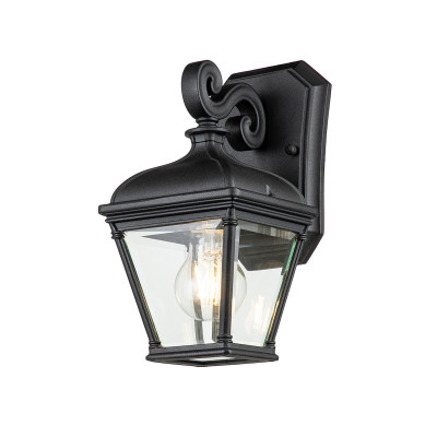 Elstead Lighting - Bayview - Lanterna piccola in alluminio con diffusore in vetro design rustico da esterno - Colore: Nero - 1 Lampadina E27 60W - IP44 - SKU: BAYVIEW-2S-BK