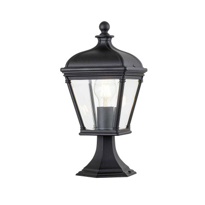 Elstead Lighting - Bayview - Lampioncino da giardino basso con struttura in alluminio e diffusore in vetro - Colore: Nero - 1 Lampadina E27 60W - IP44 - SKU: BAYVIEW-3M-BK