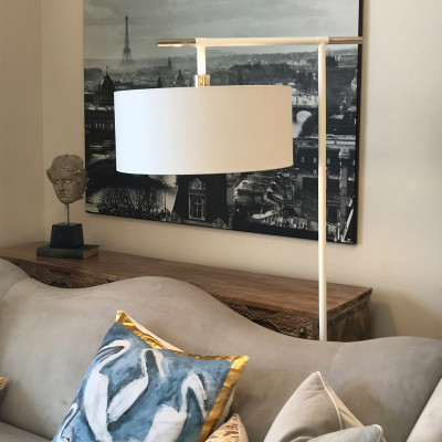 Elstead Lighting - Balance - Piantana da terra in acciaio con diffusore in tessuto dal design moderno - 1 Lampadina E27 60W - IP20 - SKU: BALANCE-FL