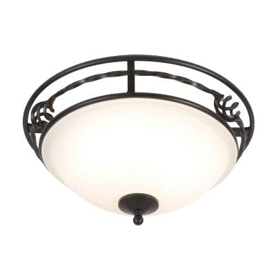 Elstead Lighting - Pembroke - Plafoniera classica con struttura in acciaio e diffusore in vetro a 2 lampadine - 2 Lampadine E27 60W - IP20 - SKU: PB-F-A