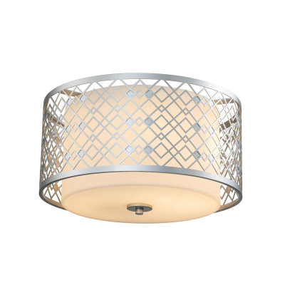 Elstead Lighting - Ziggy - Plafoniera con struttura in acciaio e diffusore in vetro dal design moderno - Colore: Argento - 2 Lampadine - E27 - 60W - IP20 - SKU: ZIGGY-F-M-LS