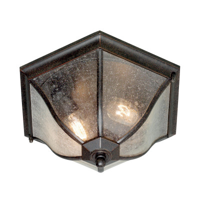 Elstead Lighting - New England - Plafoniera da esterno in alluminio e diffusore in vetro dal design rustico - Colore: Bronzo - 2 Lampadine E27 60W - IP44 - SKU: NE8-M