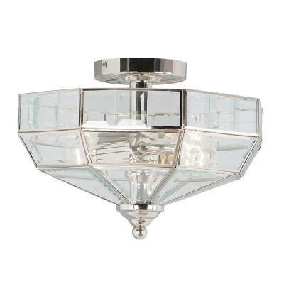 Elstead Lighting - Old Park - Plafoniera in acciaio dal design elegante con diffusore in vetro con 2 lampadine - Colore: Nichel - 2 Lampadine - E27 - 60W - IP20 - SKU: OLD-PARK-PN