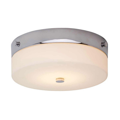 Elstead Lighting - Tamara - Plafoniera media moderna per bagno in acciaio con diffusore in vetro opalino - Colore: Cromato - 1 Lampadina - GX53 - 9W - IP44 - SKU: TAMAR-F-M-PC