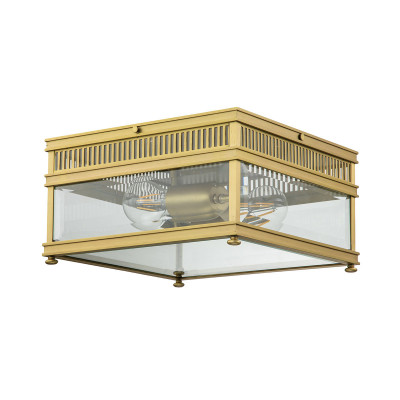 Elstead Lighting Holdborn Plafoniera rustica da esterno con struttura in ottone e diffuosre in vetro Colore: Ottone