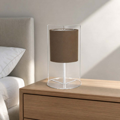 Emporium Suri Abat-jour moderna in plexiglass con diffusore in tessuto Colore: Marrone