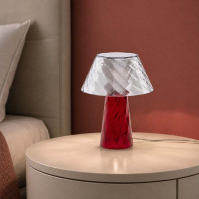 Emporium Tata Abat jour moderna in plexiglass con paralume sfaccettato Colore: Rosso