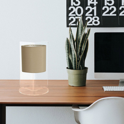 Emporium Suri Abat-jour moderna in plexiglass con diffusore in tessuto per comodino Colore: Tortora