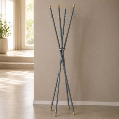 Emporium - Mikado - Appendiabiti da terra in metallo con dettagli in plwexiglass - Colore: Grigio - SKU: E120206007
