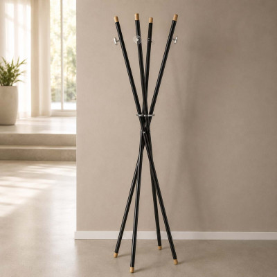 Emporium - Mikado - Appendiabiti da terra in metallo con dettagli in plwexiglass - Colore: Nero - SKU: E120206010