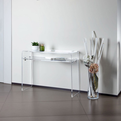 Emporium - Armonia - Consolle per ingresso in plexiglass grande con mensola dal design moderno - Colore: Trasparente - SKU: E120186006