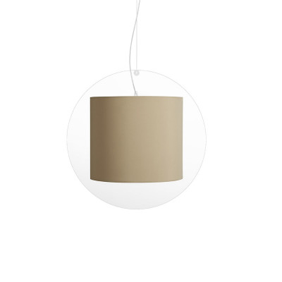 Emporium - Suri - Lampada a sospensione in plexiglass con diffusore medio ricoperto in tessuto - Colore: Tortora - 1 Lampadina - E27 - 70W - IP20 - SKU: E120089045