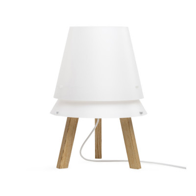 Emporium - Lucio - Lampada da tavolo con struttura in legno e paralume in PVC - Colore: Frassino - 1 Lampadina - E27 - 70W - IP20 - SKU: E120045018