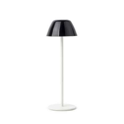  Emporium - Lucienne - Lampada da tavolo con struttura in metallo bianca e diffusore in PVC - 1 Lampadina Led Integrato 3W - Lumen 200 - Gradi Kelvin 3000k Luce Calda - IP55 - SKU: E120094 
