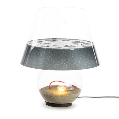 Emporium Bonbonne Lampada da terra grande corpo in vetro e diffusore in plexiglass con 1 lampadina Colore: Grigio
