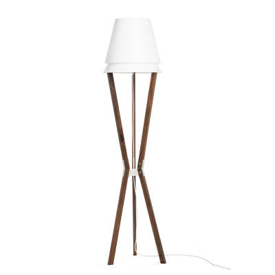Emporium Lucio Lampada da terra in legno con paralume in PVC dal design moderno Colore: Noce