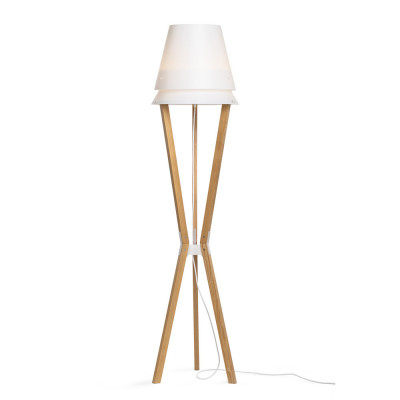 Emporium Lucio Lampada da terra in legno con paralume in PVC dal design moderno Colore: Frassino