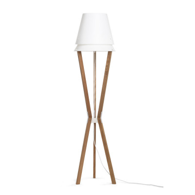 Emporium Lucio Lampada da terra in legno con paralume in PVC dal design moderno Colore: Mogano