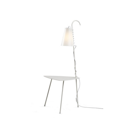 Emporium Chiara Lampada da terra in PVC con struttura in ferro con ripiano portaoggetti Colore: Bianco