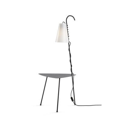 Emporium Chiara Lampada da terra in PVC con struttura in ferro con ripiano portaoggetti Colore: Nero