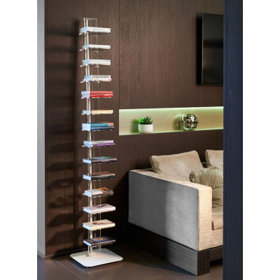  Emporium - Ziadele - Libreria da terra alta struttura in metallo e mensole in plexiglass 14 ripiani - SKU: E120112 