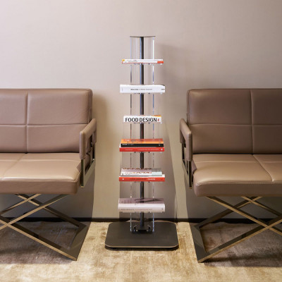  Emporium - Ziadele - Libreria da terra bassa struttura in metallo e mensole in plexiglass 6 ripiani - SKU: E120110 