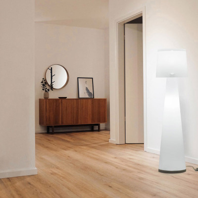 Emporium - Diva - Piantana bassa con base in metallo e diffusore in PVC con 2 luci - Colore: Bianco - 2 Lampadine E27 70W - IP20 - SKU: E120021008
