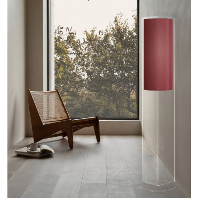 Emporium - Suri - Piantana con struttura in plexiglass trasparente e diffusore in tessuto - 2 Lampadine Led Integrato 10W - Lumen 1200 - Gradi Kelvin 3000k Luce Calda - IP40 - SKU: E120091
