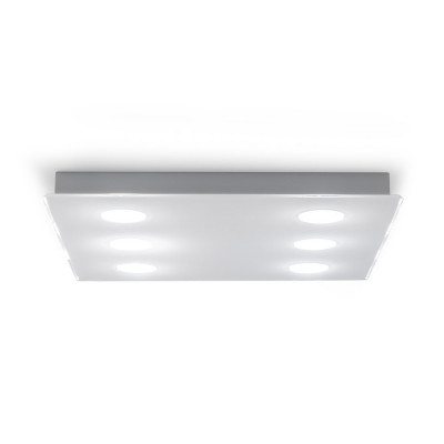 Emporium - Domino - Plafoniera quadrata con diffusore in plexiglass con 6 lampadine - Colore: Bianco - 6 Lampadine GX53 8W - SKU: E120035008